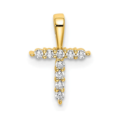 10k Yellow Gold Lab Grown VS/SI+ G+ Dia Letter T Initial Pendant