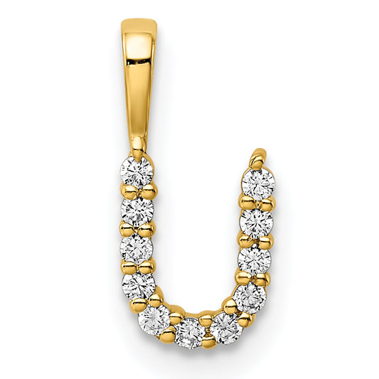 14k Yellow Gold 1/8 Ct. Lab Grown Diamond VS/SI+ G+ Letter U Initial Pendant