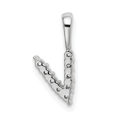 14k White Gold 1/10 Ct. Lab Grown Diamond VS/SI+ G+ 18 inch Letter V Initial Pendant Necklace