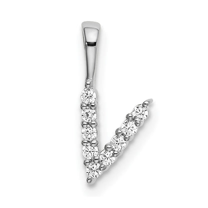 14k White Gold 1/10 Ct. Lab Grown Diamond VS/SI+ G+ 18 inch Letter V Initial Pendant Necklace