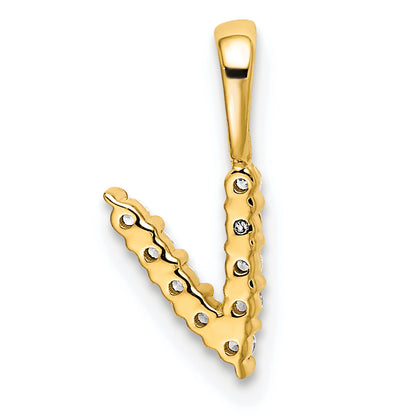 14k Yellow Gold 1/10 Ct. Lab Grown Diamond VS/SI+ G+ Letter V Initial Pendant