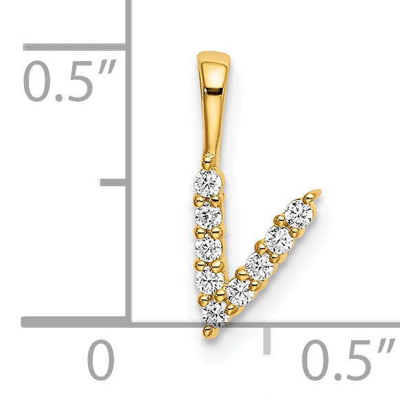 14k Yellow Gold 1/10 Ct. Lab Grown Diamond VS/SI+ G+ Letter V Initial Pendant