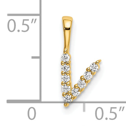 14k Yellow Gold 1/10 Ct. Lab Grown Diamond VS/SI+ G+ Letter V Initial Pendant