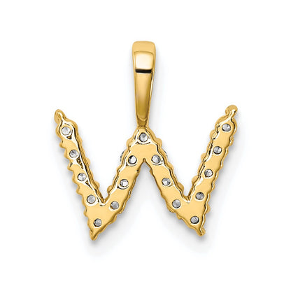 14k Yellow Gold 1/6 Ct. Lab Grown Diamond VS/SI+ G+ Letter W Initial Pendant