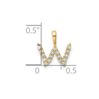 14k Yellow Gold 1/6 Ct. Lab Grown Diamond VS/SI+ G+ Letter W Initial Pendant