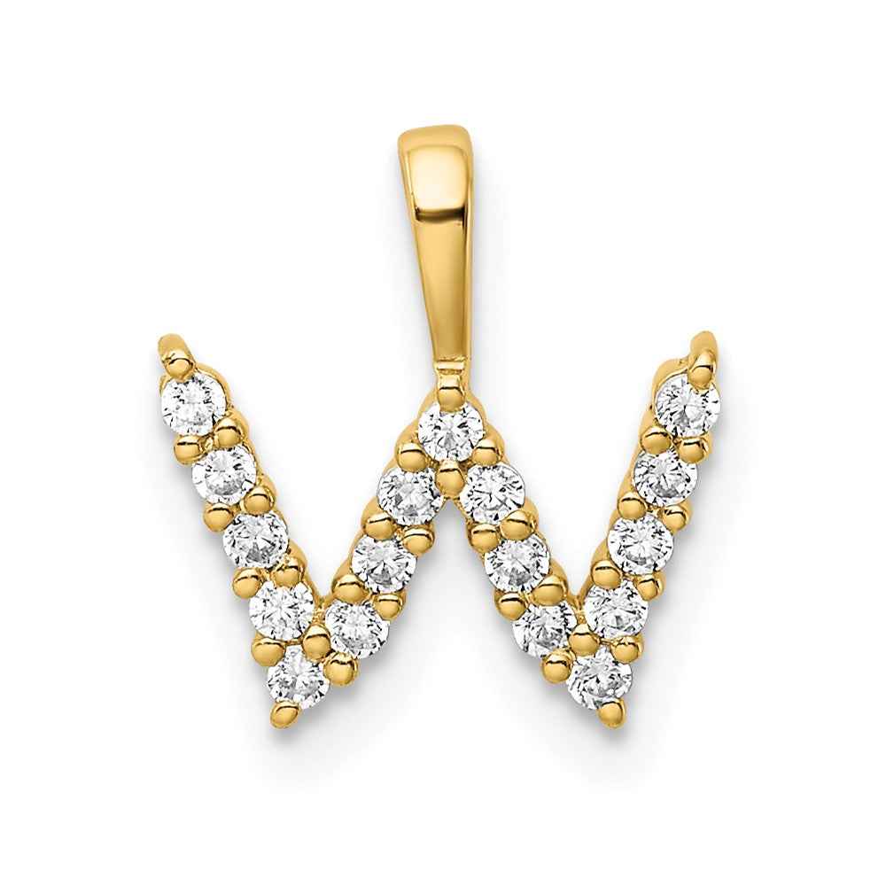 14k Yellow Gold 1/6 Ct. Lab Grown Diamond VS/SI+ G+ Letter W Initial Pendant