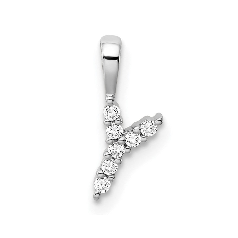 14k White Gold 1/15 Ct. Lab Grown Diamond VS/SI+ G+ Letter Y Initial Pendant