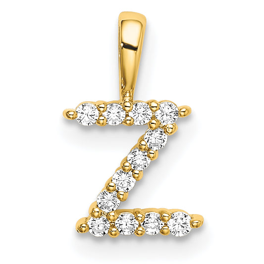 14k Yellow Gold 1/8 Ct. Lab Grown Diamond VS/SI+ G+ Letter Z Intitial Pendant