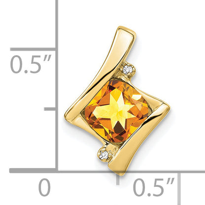 10K Yellow Gold Citrine And Diamond Pendant
