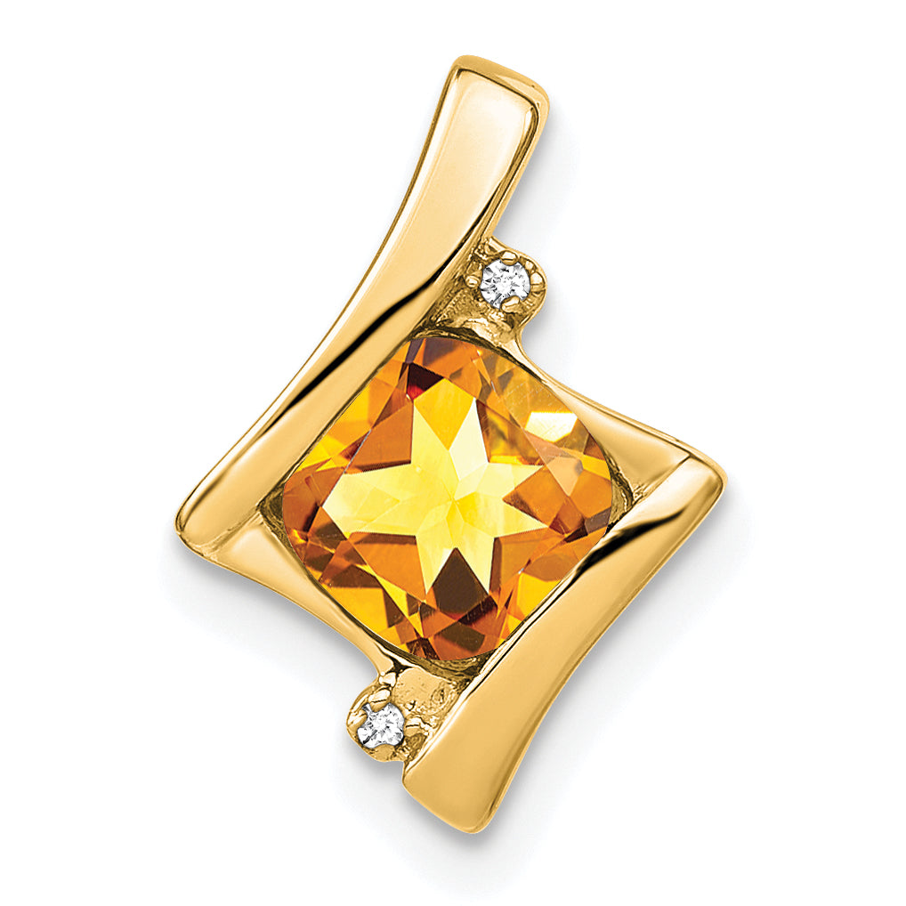 10K Yellow Gold Citrine And Diamond Pendant