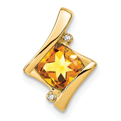 10K Yellow Gold Citrine And Diamond Pendant