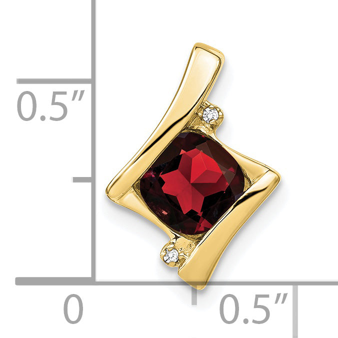 10K Yellow Gold Garnet And Diamond Pendant