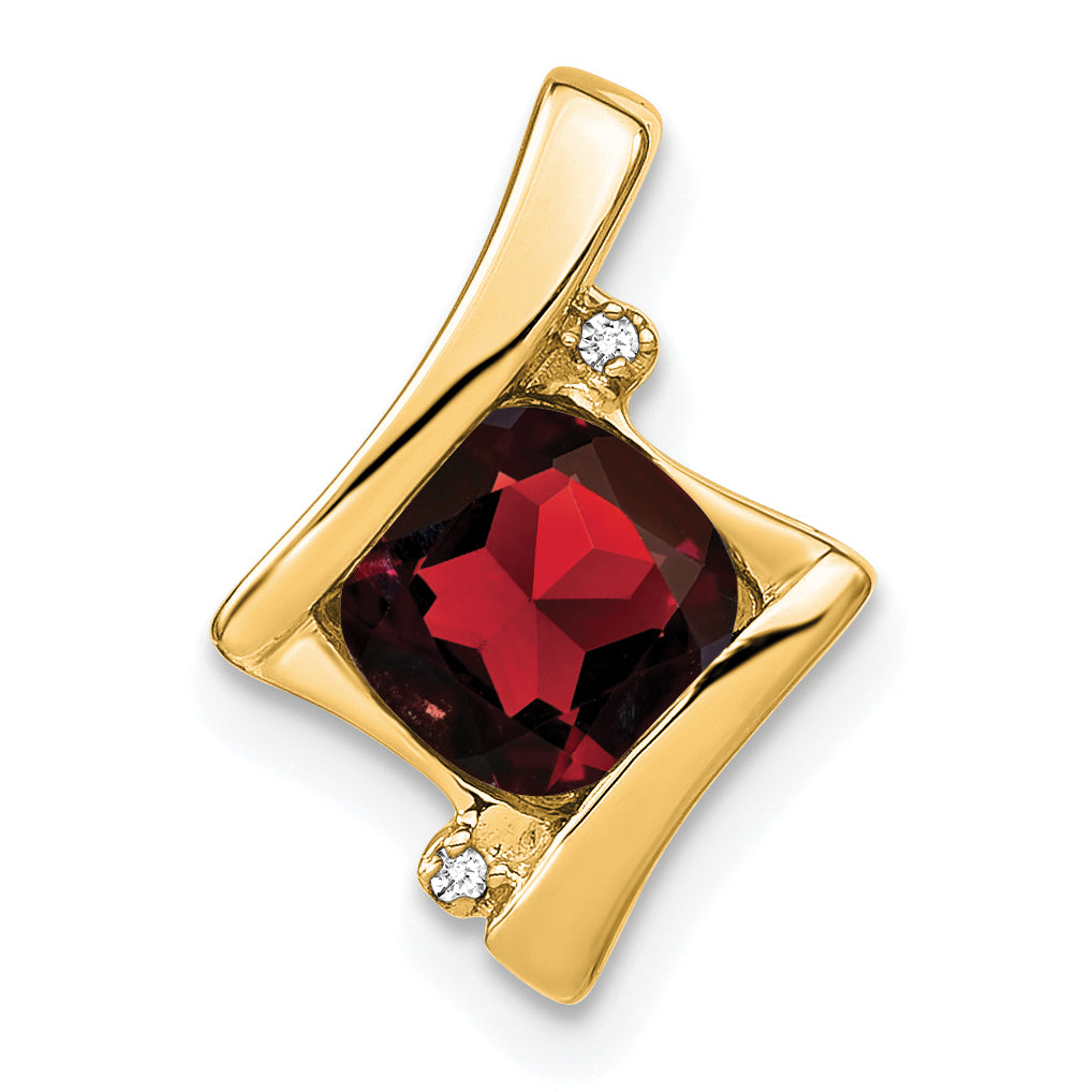 10K Yellow Gold Garnet And Diamond Pendant