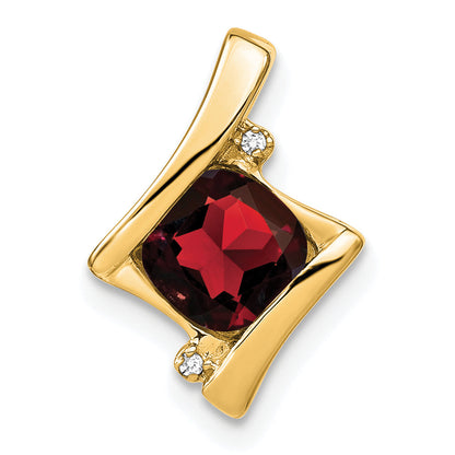 10K Yellow Gold Garnet And Diamond Pendant