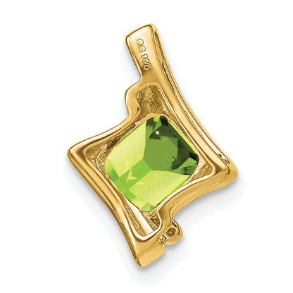 10K Yellow Gold Peridot And Diamond Pendant