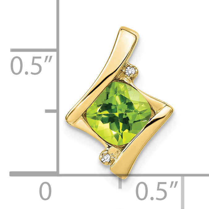 10K Yellow Gold Peridot And Diamond Pendant