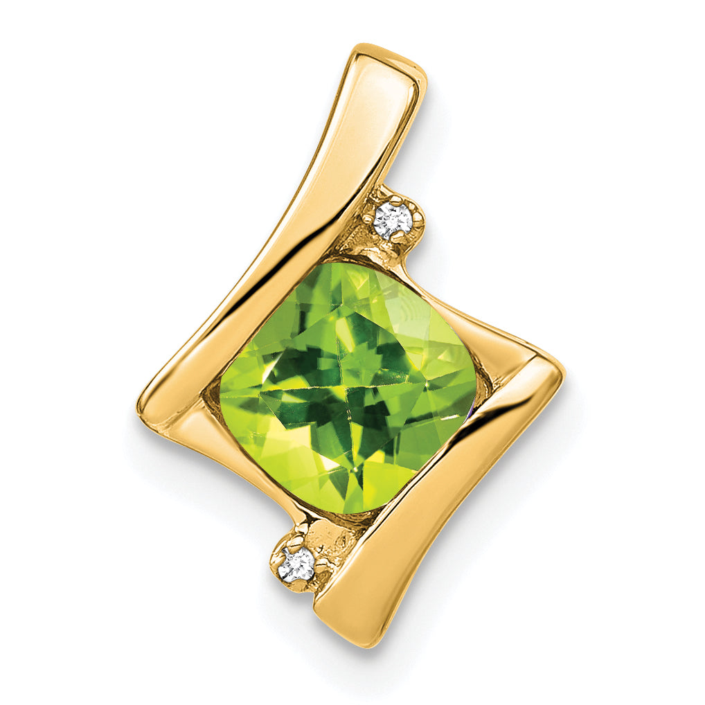 10K Yellow Gold Peridot And Diamond Pendant