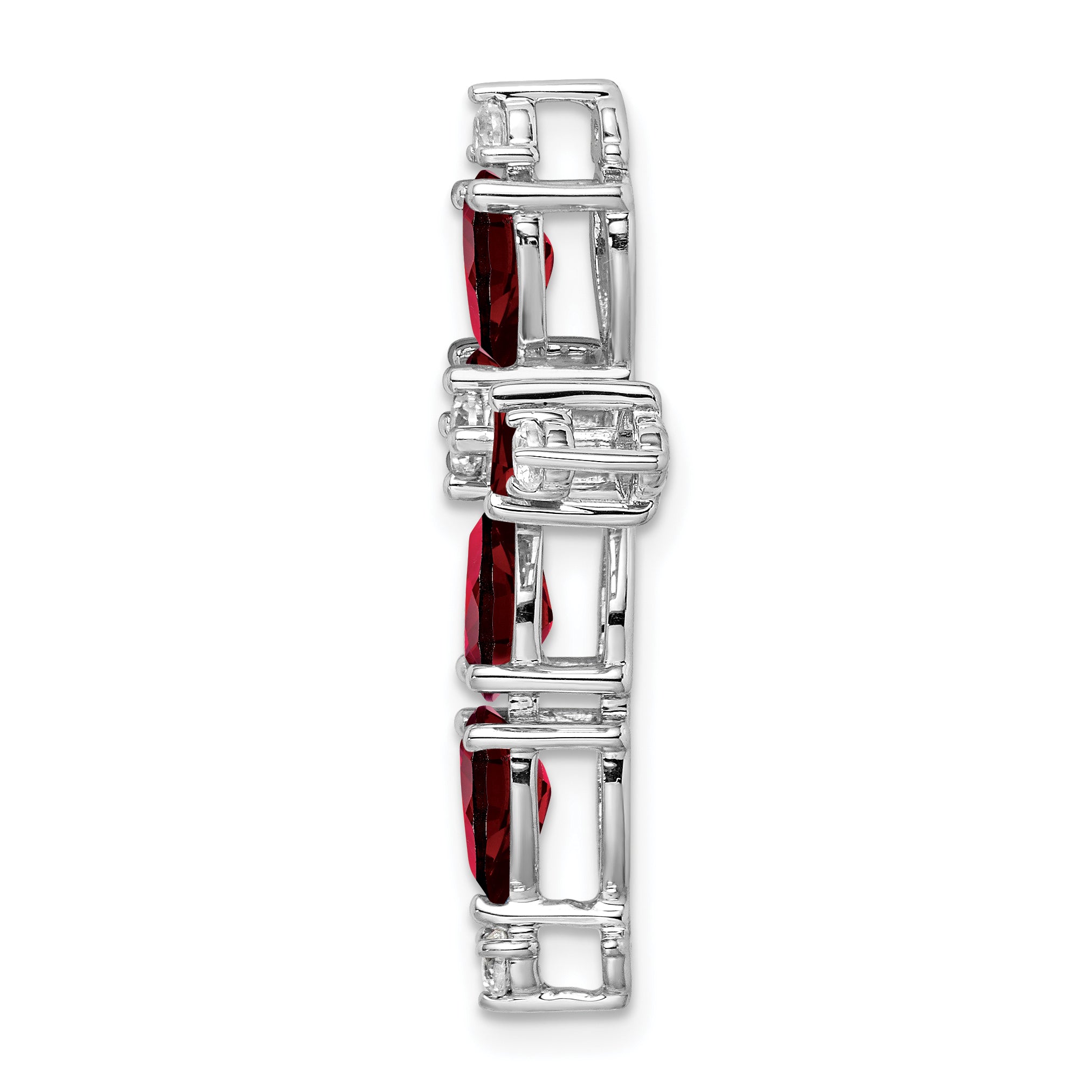 10K White Gold 10K Garnet And Diamond Cross Chain Slide