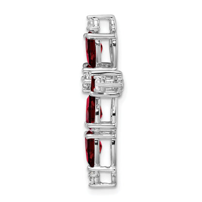 10K White Gold 10K Garnet And Diamond Cross Chain Slide