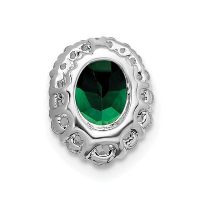 14k White Gold 1/3 Ct. Lab Grown Diamond VS/SI+ G+ and Lab Created Emerald Halo Chain Slide Pendant