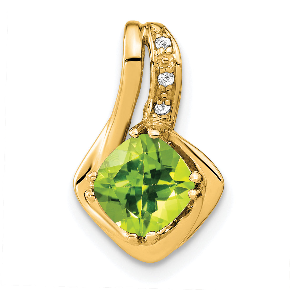 10K Yellow Gold Peridot And Diamond Pendant