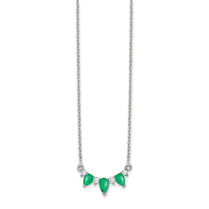 14k White Gold 1/8 Ct. Lab Grown Diamond VS/SI+ G+ and Created Emerald 18 inch Necklace
