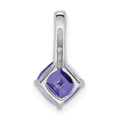 14k White Gold 14k White Gold Cushion Tanzanite and Diamond Pendant