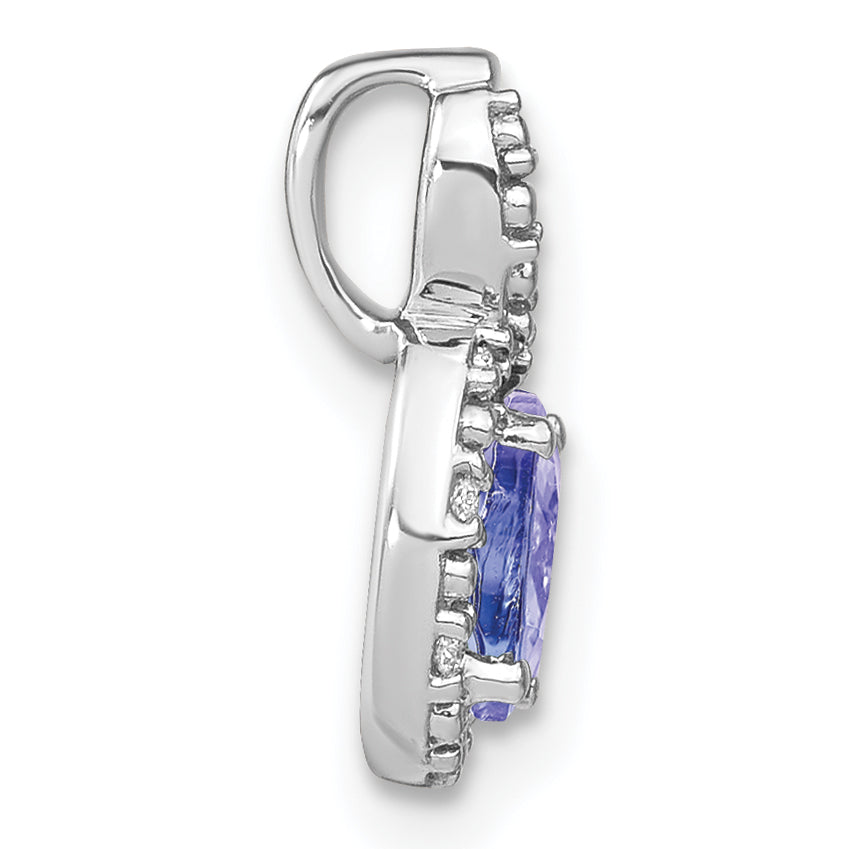 14K White Gold Oval Tanzanite And Diamond Pendant
