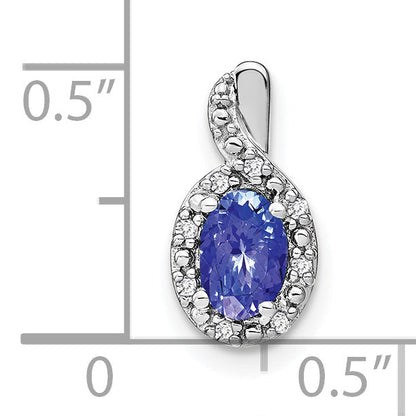 14K White Gold Oval Tanzanite And Diamond Pendant