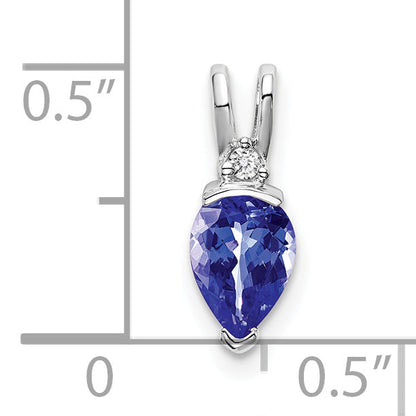 14k White Gold 14k White Gold Pear Tanzanite and Diamond Pendant