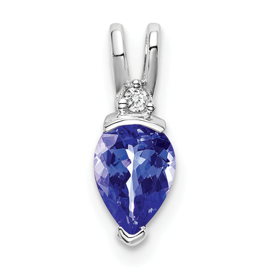 14k White Gold 14k White Gold Pear Tanzanite and Diamond Pendant