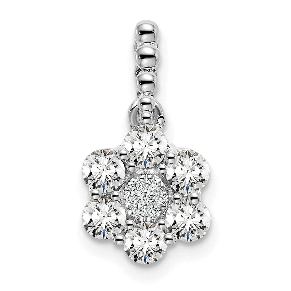 14K White Gold Lab Grown Diamond VS/SI+ G+ Floral Pendant