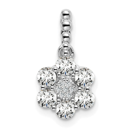 14K White Gold Lab Grown Diamond VS/SI+ G+ Floral Pendant