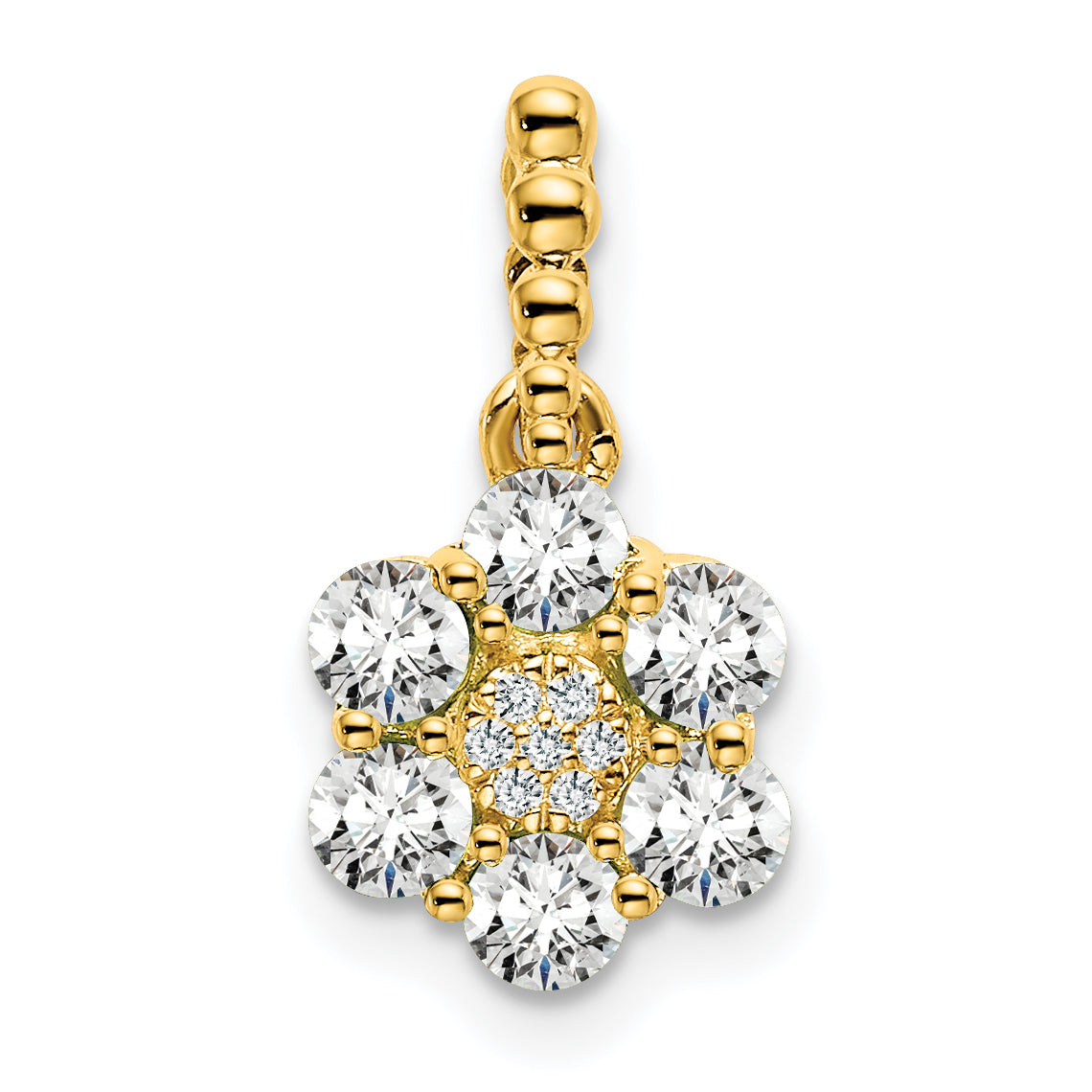 14k Yellow Gold Lab Grown Diamond VS/SI FGH Floral Pendant