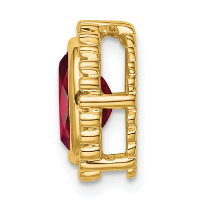 10K Yellow Gold Oval Garnet Chain Slide