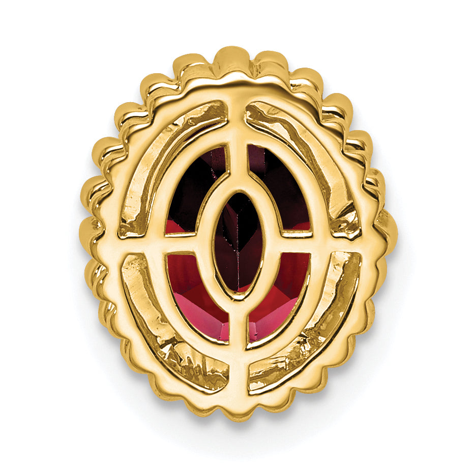 10K Yellow Gold Oval Garnet Chain Slide