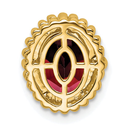 10K Yellow Gold Oval Garnet Chain Slide
