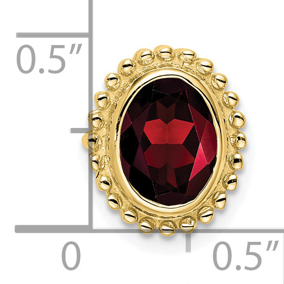 10K Yellow Gold Oval Garnet Chain Slide
