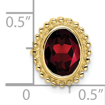 10K Yellow Gold Oval Garnet Chain Slide