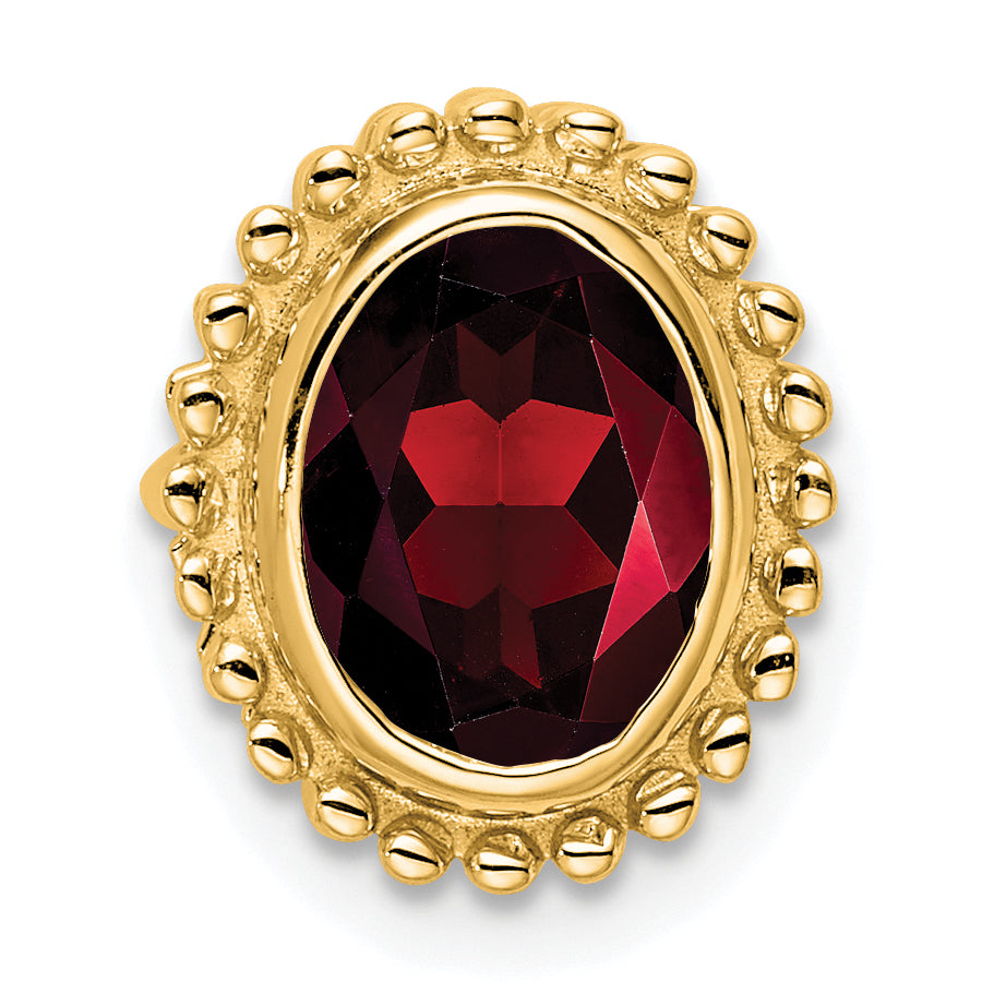 10K Yellow Gold Oval Garnet Chain Slide
