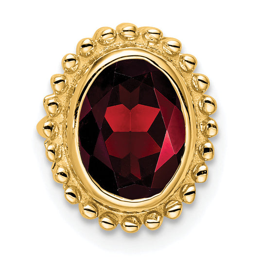10K Yellow Gold Oval Garnet Chain Slide