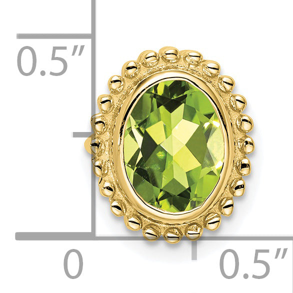 10K Yellow Gold Oval Peridot Chain Slide