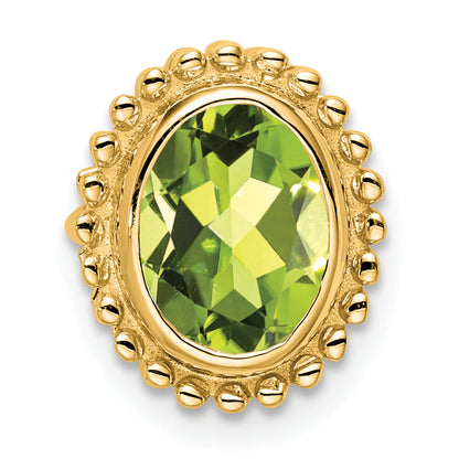10K Yellow Gold Oval Peridot Chain Slide