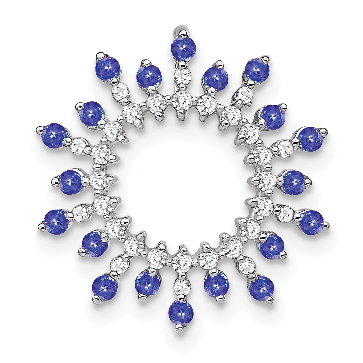 14k White Gold 14k White Gold Tanzanite and Diamond Snowflake Chain Slide