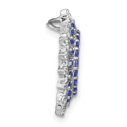 14k White Gold 14k White Gold Tanzanite and Diamond Sunburst Chain Slide