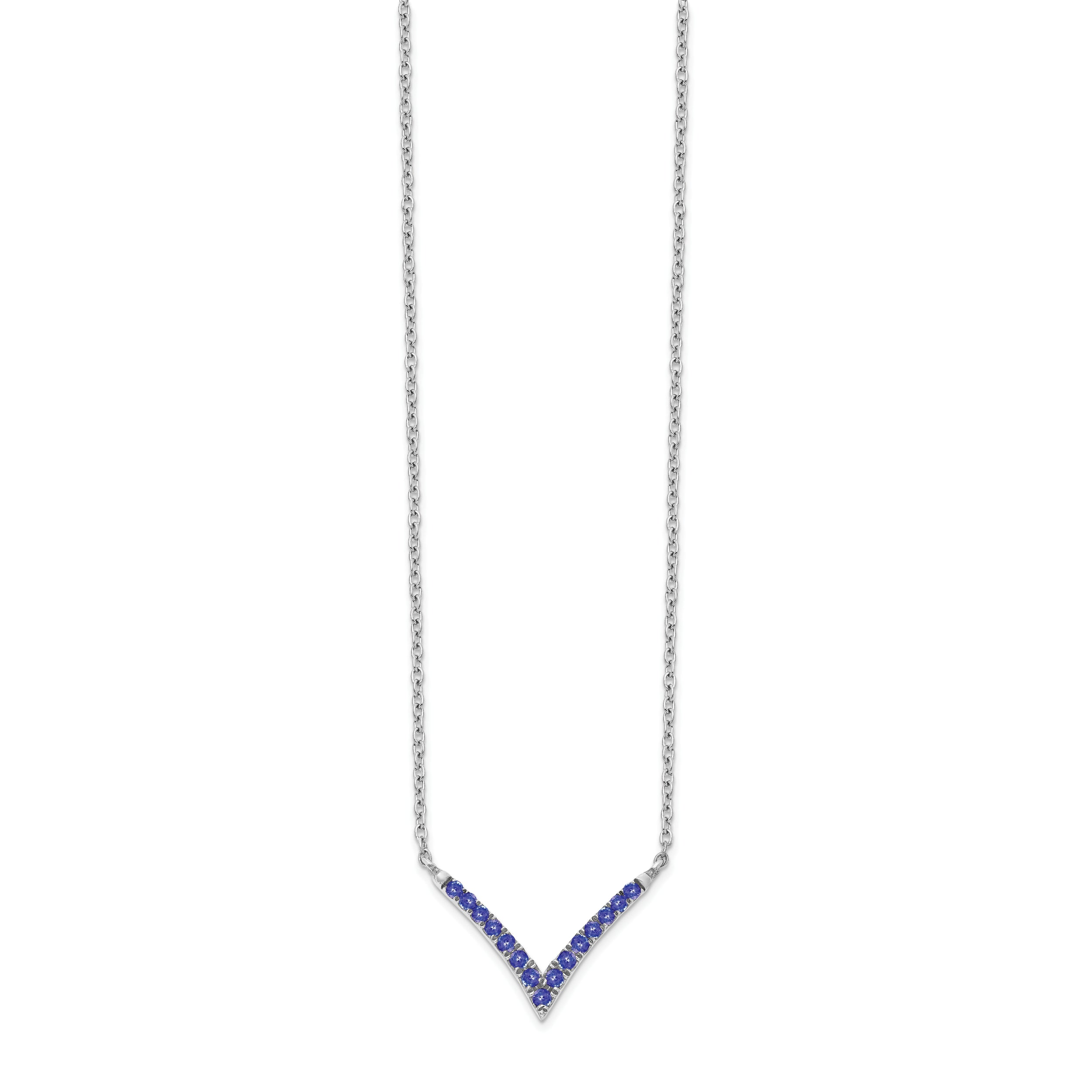 14K White Gold Tanzanite 18In. V Necklace