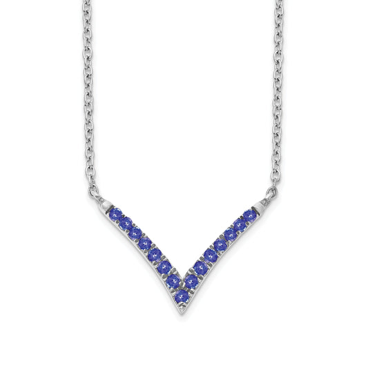 14K White Gold Tanzanite 18In. V Necklace