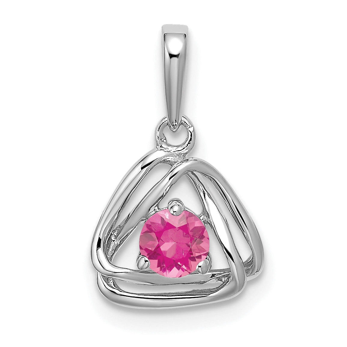 14k White Gold 14k White Gold Pink Tourmaline Triangle Pendant