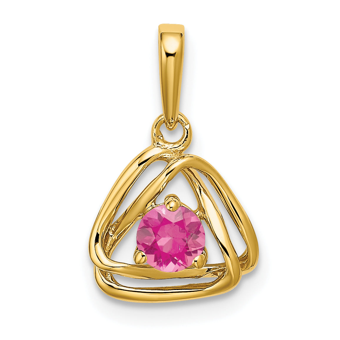 14k Yellow Gold 14k Pink Tourmaline Triangle Pendant