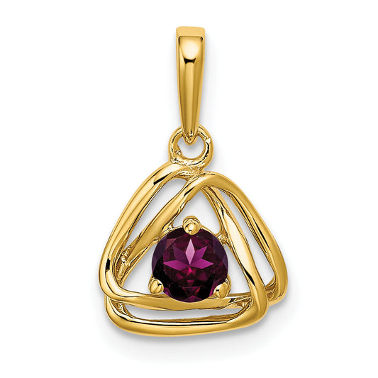 14k Yellow Gold 14k Rhodolite Garnet Triangle Pendant